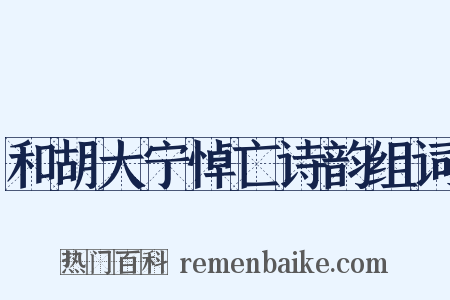 和胡大宁悼亡诗韵组词是什么意思的图片